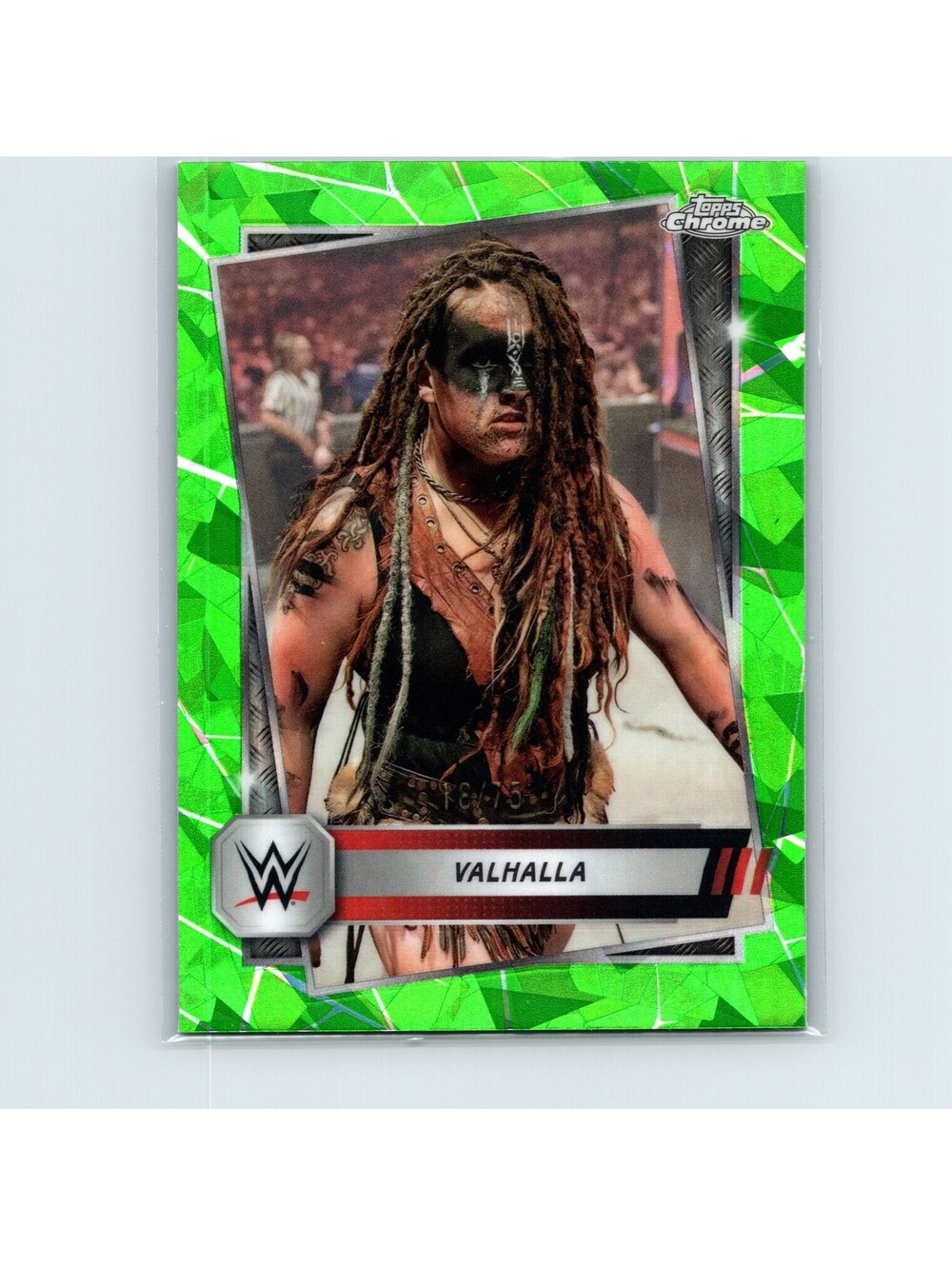 2025 Topps Chrome WWE Sapphire Valhalla #179 Green Refractor #/75 Raw